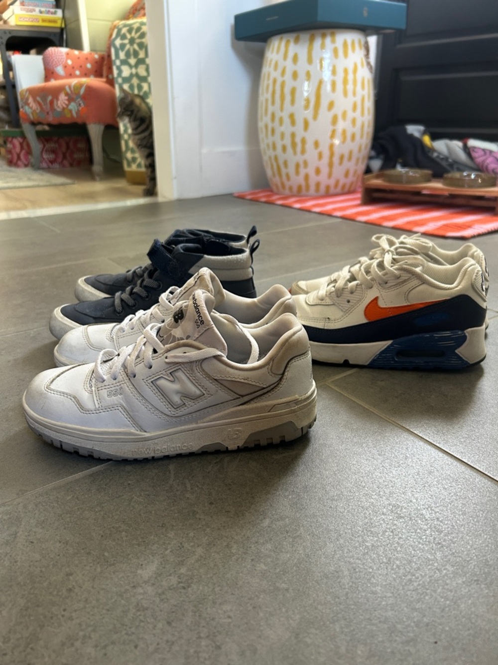 New Balance Off-White Leather Sneakers